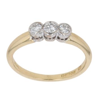 18ct Yellow Gold 0.25ct Brilliant Cut Diamond Trilogy Ring