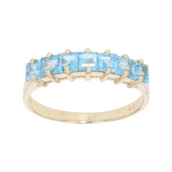 9ct Yellow Gold Blue Topaz Eternity Ring