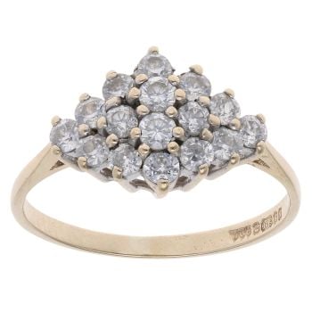9ct Yellow Gold Cubic Zirconia Cluster Ring