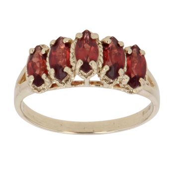 9ct Yellow Gold Garnet Five Stone Ring