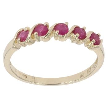 9ct Yellow Gold Ruby Half Eternity Ring