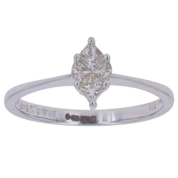 18ct White Gold 0.25ct Princess and Trillion Cut Diamond Cluster Ring