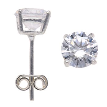 Silver Cubic Zirconia Stud Earrings By Icesia