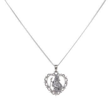 Silver Heart St Christopher Pendant and Chain 22"