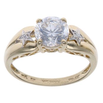 14ct Yellow Gold Cubic Zirconia Star Ring