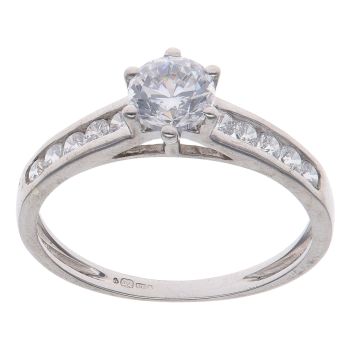 9ct White Gold Cubic Zirconia Single Stone Ring