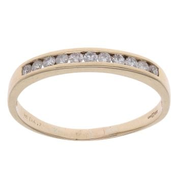 9ct Yellow Gold 0.25ct Brilliant Cut Diamond Half Eternity Ring