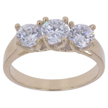 9ct Yellow Gold Cubic Zirconia Three Stone Ring