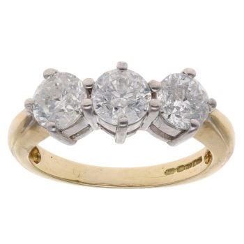 18ct Yellow Gold 2.00ct Brilliant Cut Diamond Trilogy Ring