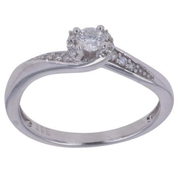 9ct White Gold 0.17ct Brilliant Cut Diamond Solitaire Ring