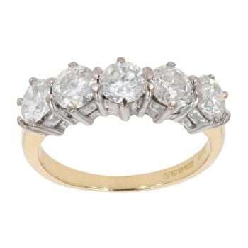 18ct Yellow Gold Five Stone 2.50ct Diamond Ring