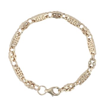 9ct Yellow Gold Stars and Bars Bracelet 6"