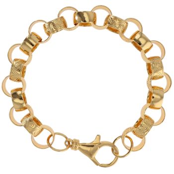 Sterling Silver Gold Plated Patterned And Plain Belcher Bracelet 9"