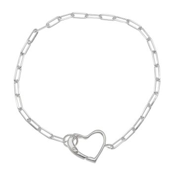 Silver Paperclip Heart Clasp Bracelet 7.5" By Icesia