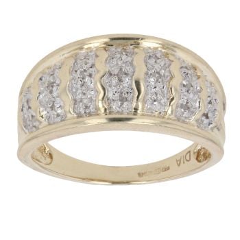 9ct Yellow Gold 0.10ct Diamond Domed Ring