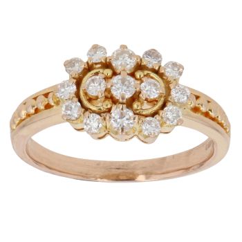 14ct Yellow Gold 0.45ct Brilliant Cut Diamond Cluster Ring