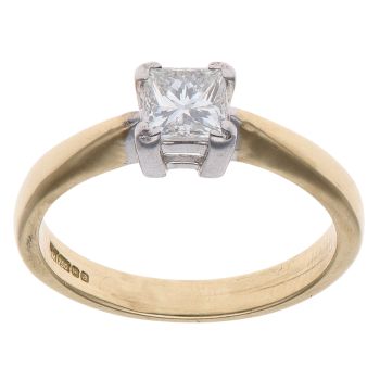 18ct Yellow Gold 0.50ct Princess Cut Diamond Solitaire Ring