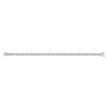 Mint Of London 925 Silver Rhodium Plated Cubic Zirconia Rub Over Set Tennis Bracelet