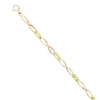 9ct Yellow Gold Peridot Bracelet 7.5"