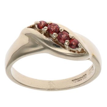 9ct Yellow Gold Fire Opal Four Stone Ring