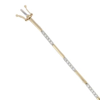 9ct Yellow and White Gold 0.48ct Brilliant Cut Diamond Bracelet 7.5"