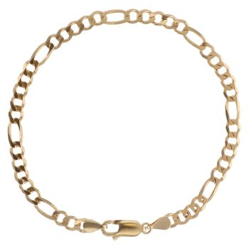 9ct Yellow Gold Figaro Bracelet 7"