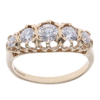 9ct Yellow Gold Cubic Zirconia Five Stone Ring