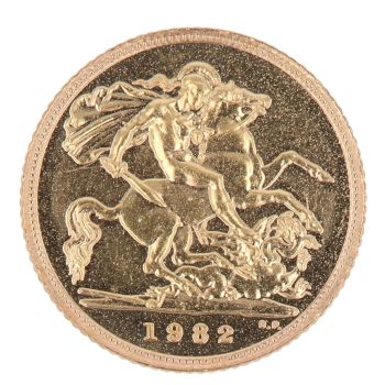1982 Elizabeth II Decimal Portrait UK Half Sovereign Coin