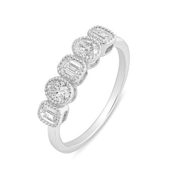 9ct White Gold 0.70ct Oval And Emerald Cut Lab Grown Diamond Ring