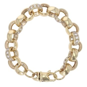 9ct Yellow Gold Cubic Zirconia Belcher Bracelet 9"