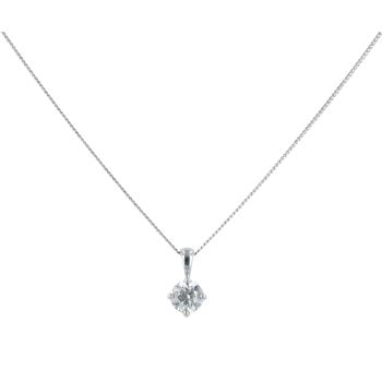 Platinum 0.80ct Brilliant Cut Diamond Pendant And Chain 16"