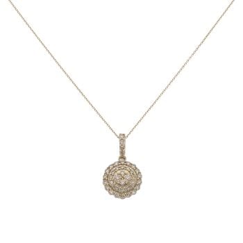 9ct Yellow Gold 0.65ct Diamond Cluster Pendant and Chain 18"