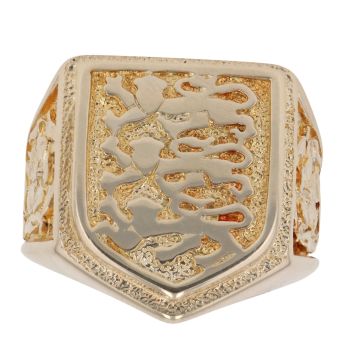 9ct Yellow Gold Three Lions England Shield Ring