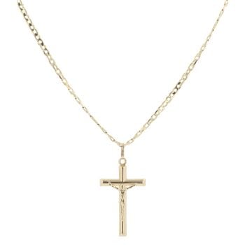 18ct Yellow Gold Crucifix Pendant and Chain 20"