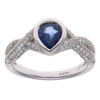 18ct White Gold 0.65ct Brilliant Cut Diamond and Sapphire Ring