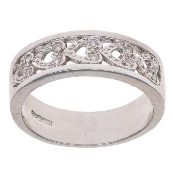 9ct White Gold 0.10ct Brilliant Cut Diamond Heart Ring