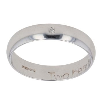 9ct White Gold 0.02ct Diamond 4mm Wedding Band