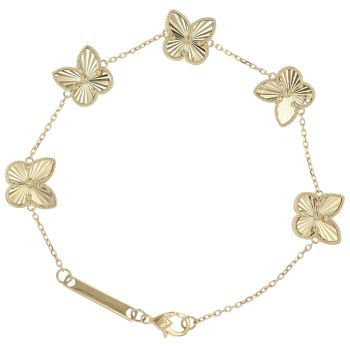 18ct Yellow Gold Butterflies Bracelet 8"