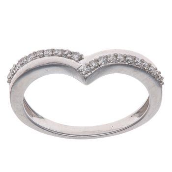 9ct White Gold 0.15ct Brilliant Cut Diamond Wishbone Ring