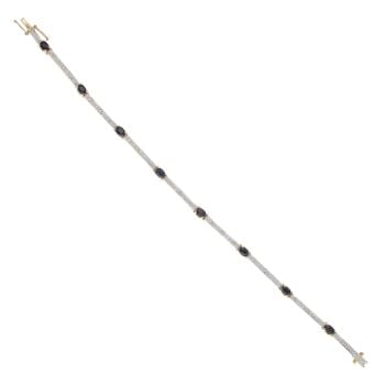 9ct Yellow Gold 0.10ct Diamond And Sapphire Bracelet 7"