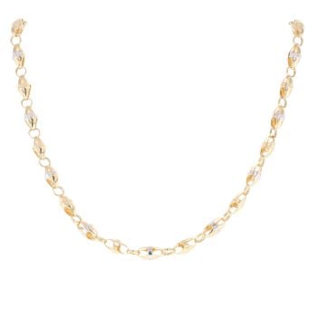 14ct Yellow And White Gold Oval Greek Key Chain 24"