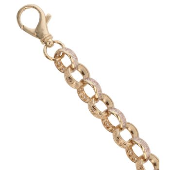 9ct Yellow Gold Cubic Zirconia Belcher Bracelet 8.5"
