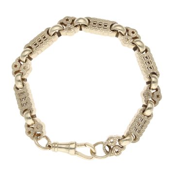 9ct Yellow Gold Stars and Bars Bracelet 7"
