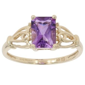 9ct Yellow Gold Amethyst Solitaire Ring