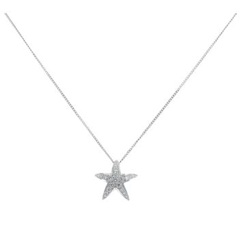 18ct White Gold 0.15ct Brilliant Cut Diamond Starfish Pendant And Chain 16"