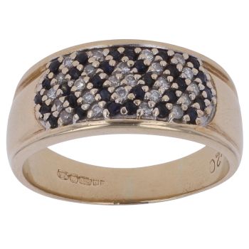 9ct Yellow Gold 0.20ct Diamond and Sapphire Fancy Ring
