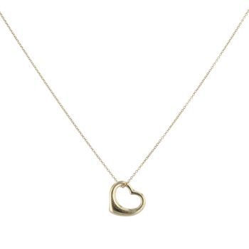 18ct Yellow Gold Tiffany Elsa Peretti Open Heart Pendant and Chain 16"