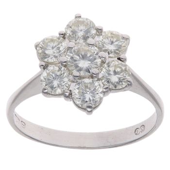 18ct White Gold 1.50ct Brilliant Cut Diamond Cluster Ring