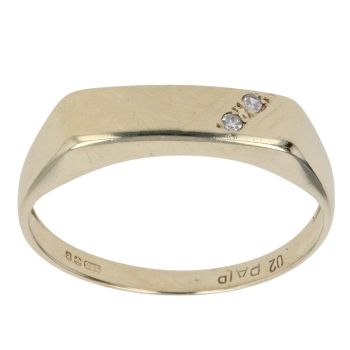 9ct Yellow Gold 0.02ct Diamond Signet Ring