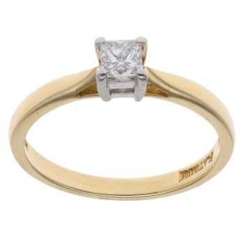 18ct Yellow Gold 0.25ct Princess Cut Diamond Solitaire Ring